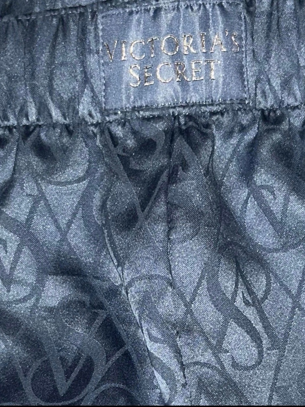 Victoria's Secret Slate Blue Satin Logo Short Pajama Shorts - Picture 3 of 3